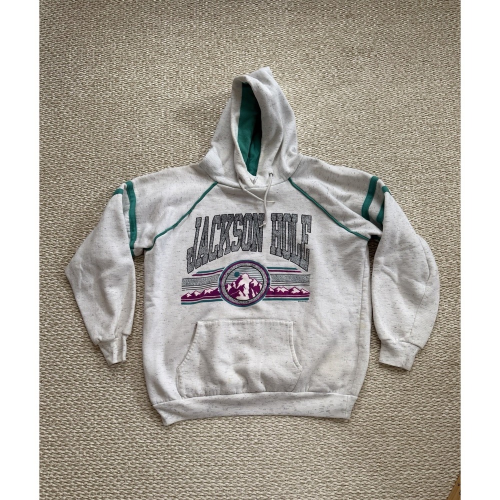 Vintage 1991 90's Jackson Hole Ski Sweatshirt Thrasher XL Hoodie Snowboard